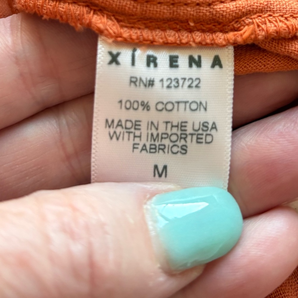 Xirena Gauze Cotton Top Medium Orange Boho Button Front Relaxed USA Made - Picture 6 of 6